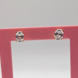 RADIANCE by ABSOLUTE Sterling Silver Oval Clear CZ Stud Earrings Gold Vermeil